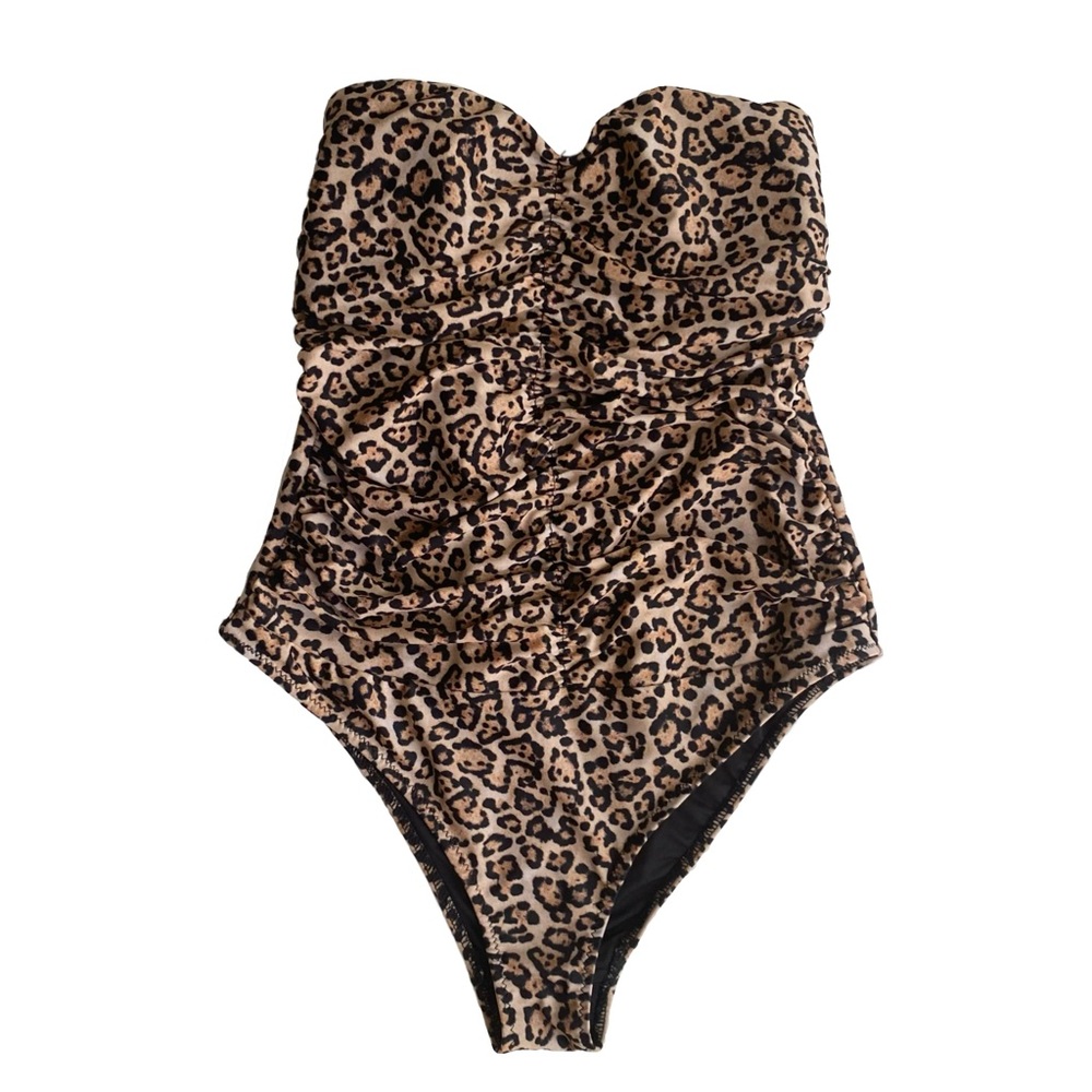 Zara Strapless Animal print One Piece Swimsuit